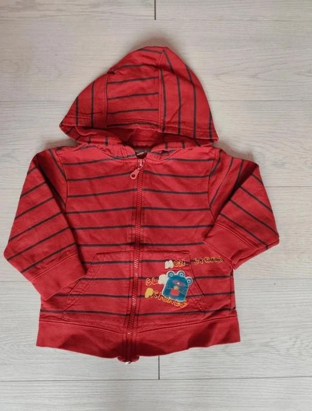 Veste com zíper vermelha listrada 🧵 Tamanho 86 cm 🧵 Les 3 suisses – photo 2